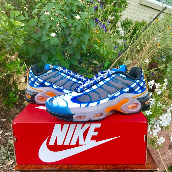 Nike Men's Air Max Plus PRM Photo Blue Grey Orange - Picture 5 of 7